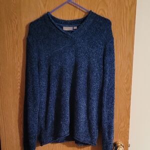 Croft & Barrow Women Deep Blue V-Neck Sweater
